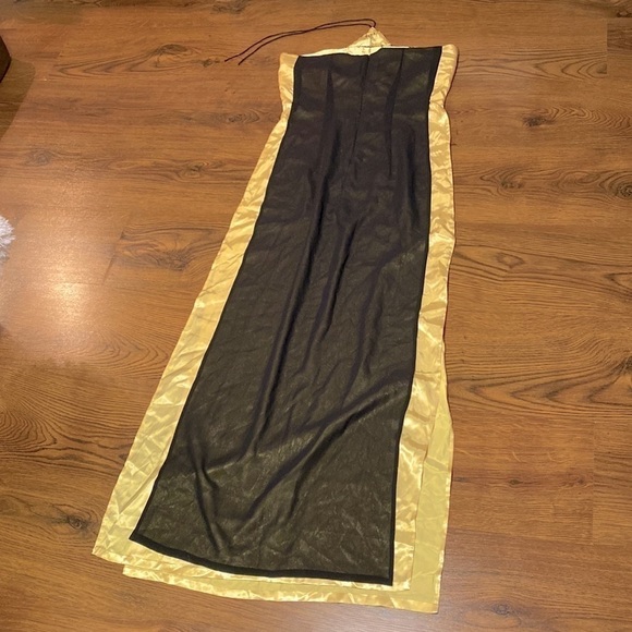 🌷100% Silk🌷 Beautiful Rare Vintage Ao Dais Black & Gold Bead Detail Dress - Picture 7 of 11